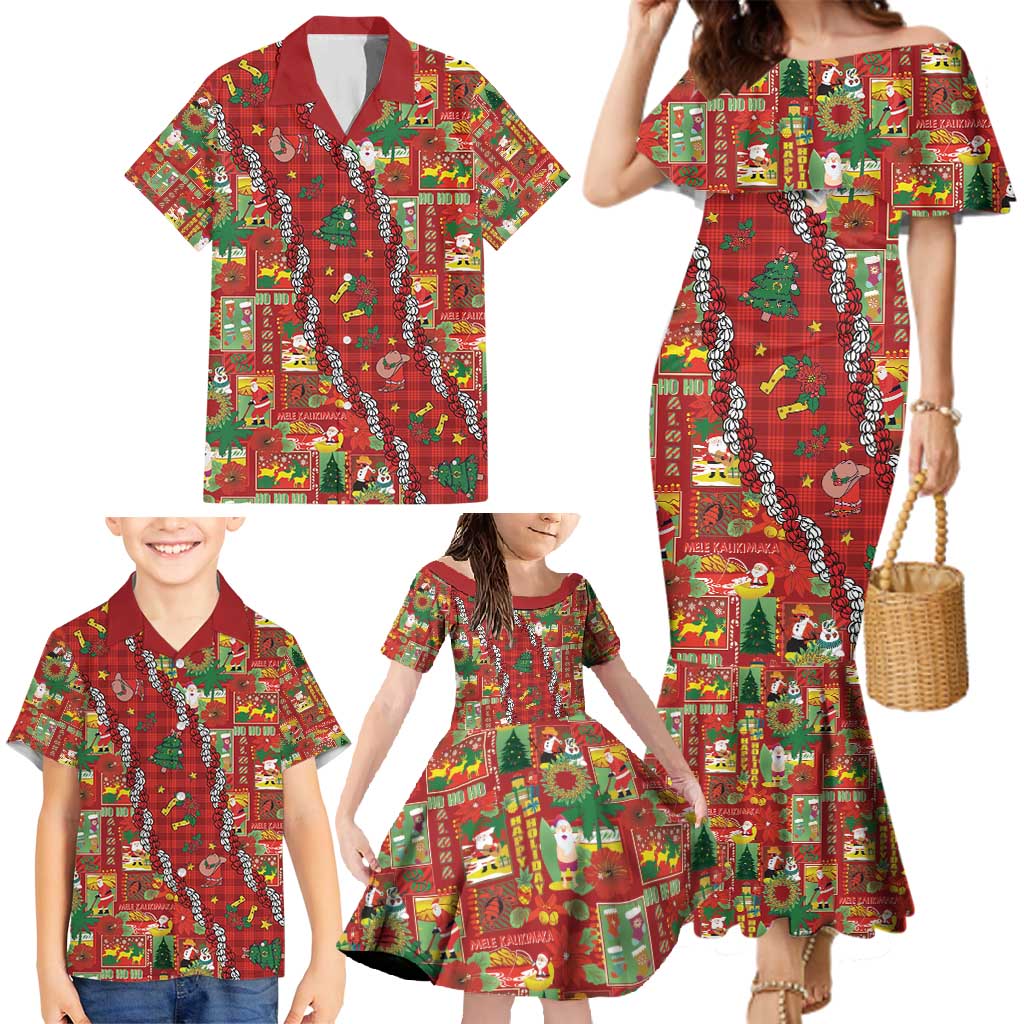 Mele Kalikimaka Pakalana Pikake Lei Family Matching Mermaid Dress and Hawaiian Shirt Hawaiian Rodeo Paniolo Omaomao Palaka - Polynesian Pride