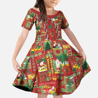 Mele Kalikimaka Pakalana Pikake Lei Family Matching Puletasi and Hawaiian Shirt Hawaiian Rodeo Paniolo Omaomao Palaka LT9 Daughter's Dress Green - Polynesian Pride