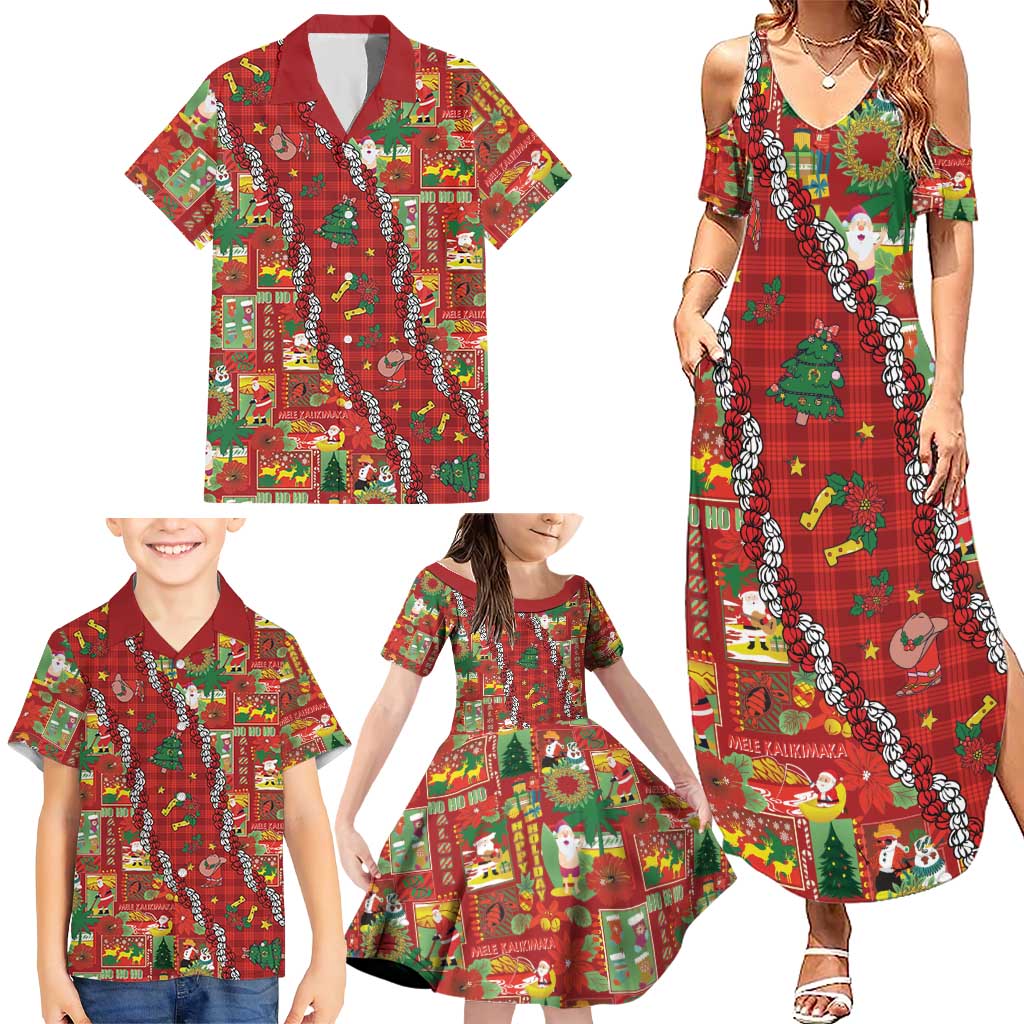 Mele Kalikimaka Pakalana Pikake Lei Family Matching Summer Maxi Dress and Hawaiian Shirt Hawaiian Rodeo Paniolo Omaomao Palaka LT9 - Polynesian Pride