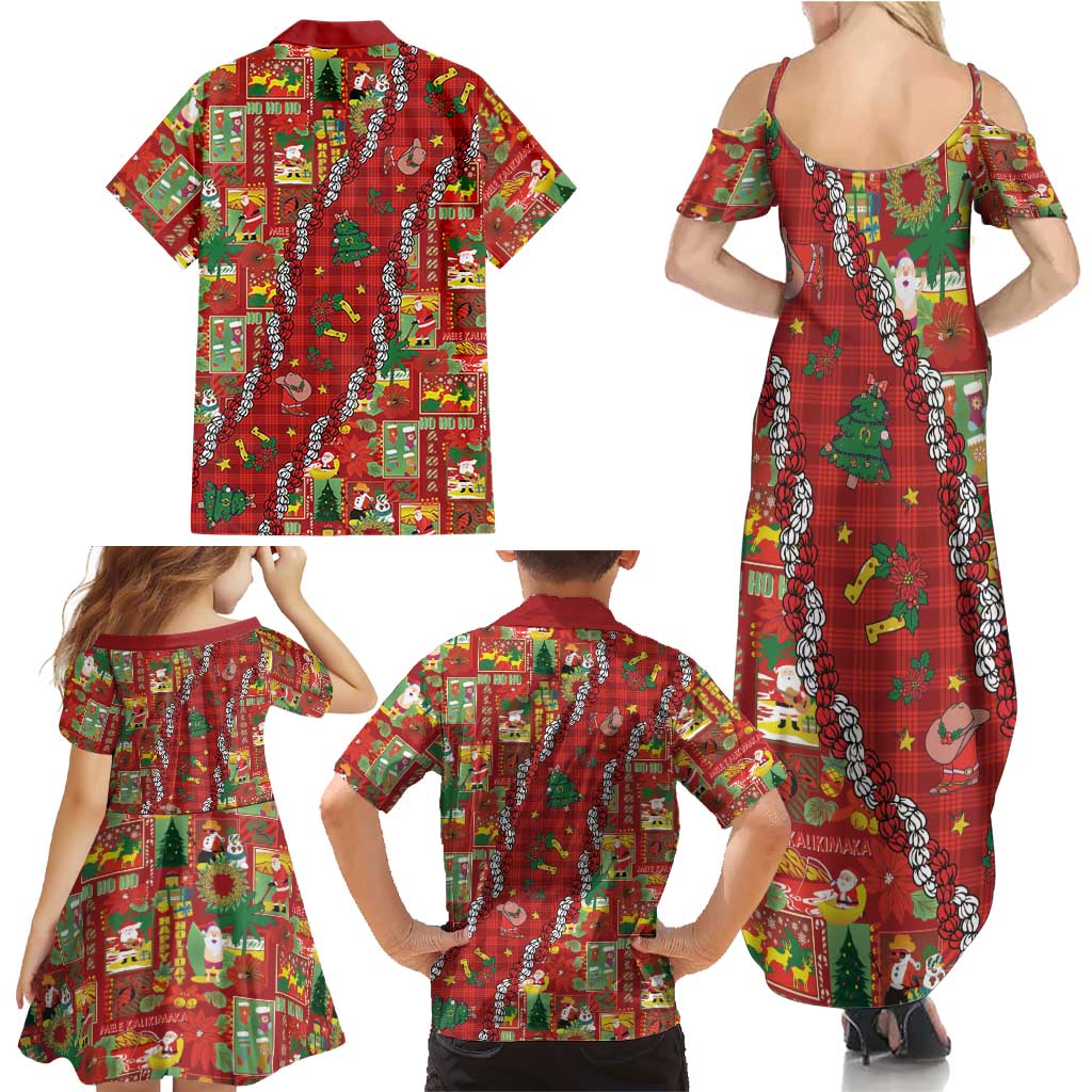 Mele Kalikimaka Pakalana Pikake Lei Family Matching Summer Maxi Dress and Hawaiian Shirt Hawaiian Rodeo Paniolo Omaomao Palaka LT9 - Polynesian Pride