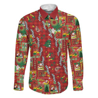 Mele Kalikimaka Pakalana Pikake Lei Family Matching Summer Maxi Dress and Hawaiian Shirt Hawaiian Rodeo Paniolo Omaomao Palaka LT9 Dad's Shirt - Long Sleeve Green - Polynesian Pride