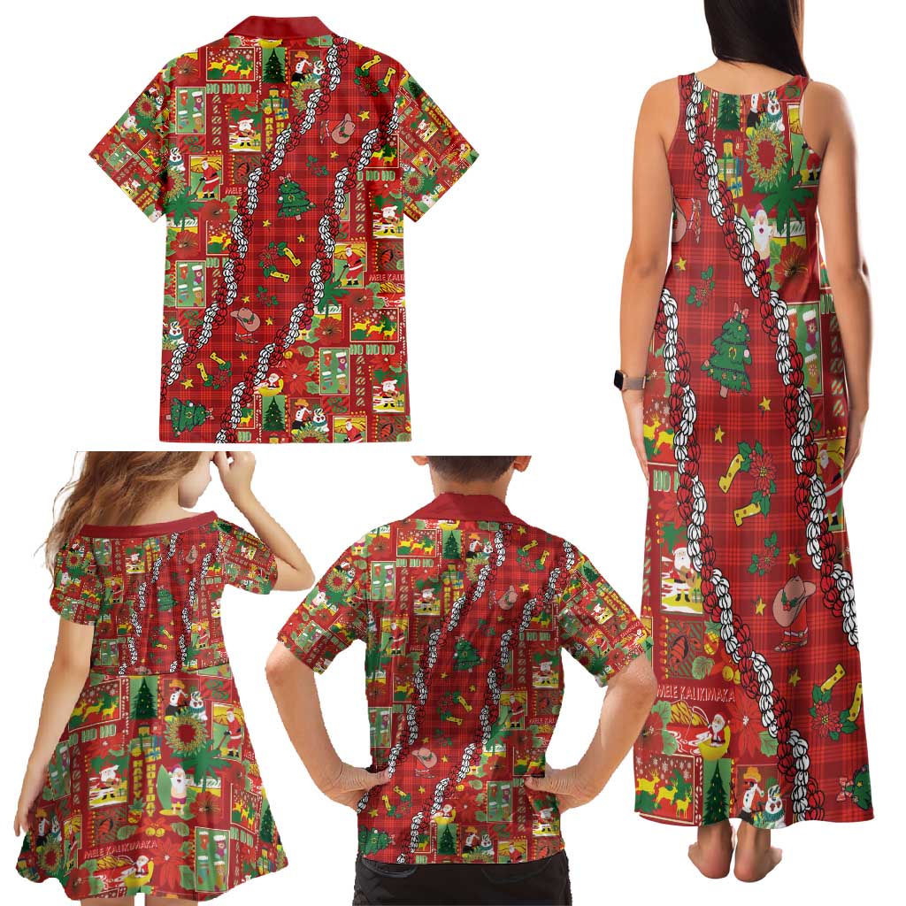 Mele Kalikimaka Pakalana Pikake Lei Family Matching Tank Maxi Dress and Hawaiian Shirt Hawaiian Rodeo Paniolo Omaomao Palaka - Polynesian Pride