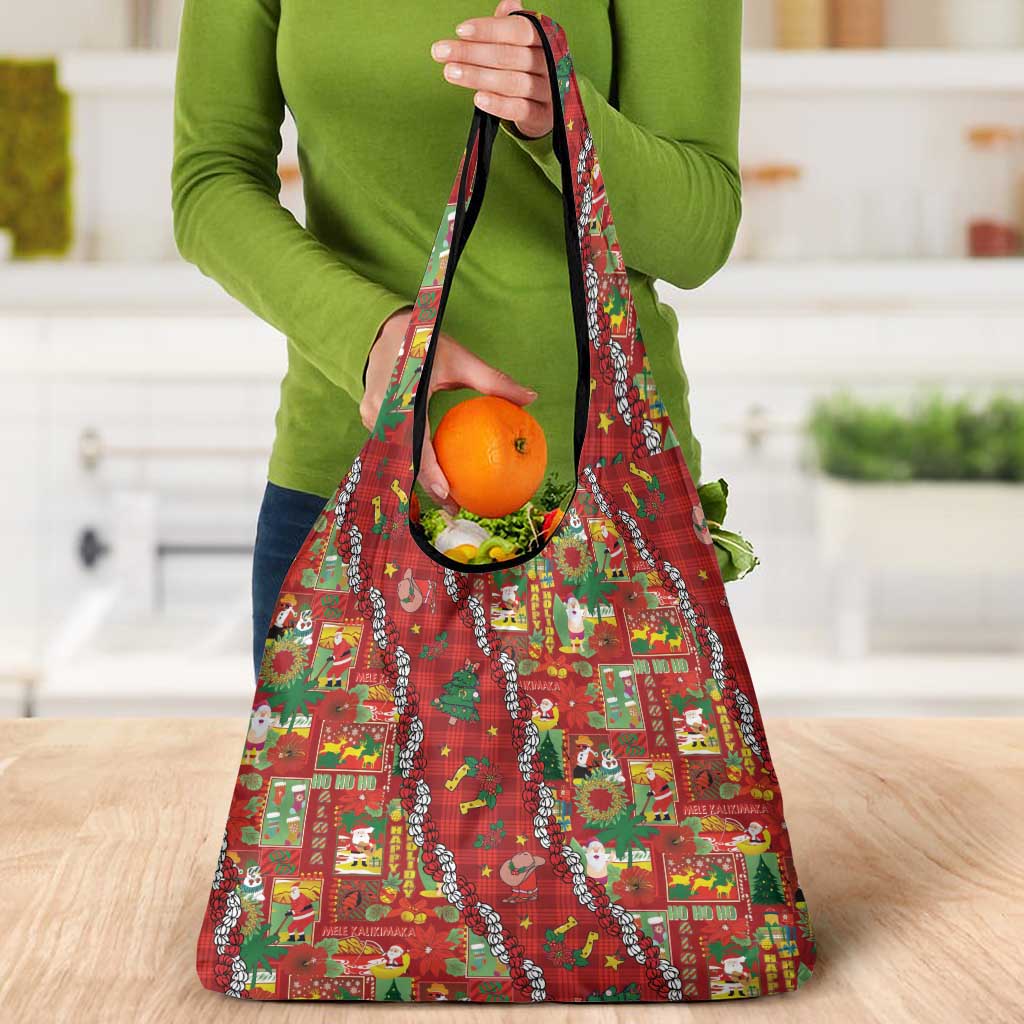 Mele Kalikimaka Pakalana Pikake Lei Grocery Bag Hawaiian Rodeo Paniolo Omaomao Palaka - Polynesian Pride
