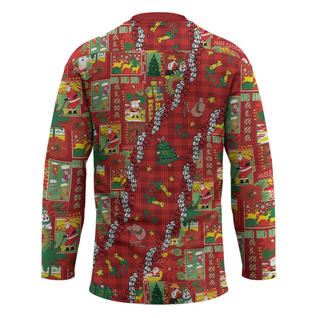 Mele Kalikimaka Pakalana Pikake Lei Hockey Jersey Hawaiian Rodeo Paniolo Omaomao Palaka - Polynesian Pride