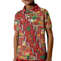 Mele Kalikimaka Pakalana Pikake Lei Kid Polo Shirt Hawaiian Rodeo Paniolo Omaomao Palaka - Polynesian Pride