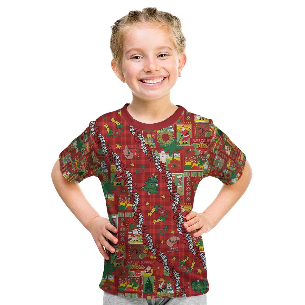 Mele Kalikimaka Pakalana Pikake Lei Kid T Shirt Hawaiian Rodeo Paniolo Omaomao Palaka - Polynesian Pride