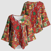 Mele Kalikimaka Pakalana Pikake Lei Kimono Sleeve Blouse Hawaiian Rodeo Paniolo Omaomao Palaka - Polynesian Pride