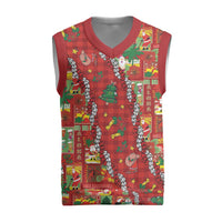 Mele Kalikimaka Pakalana Pikake Lei Christmas Knitted V-Neck Vest Hawaiian Rodeo Paniolo Omaomao Palaka - Polynesian Pride