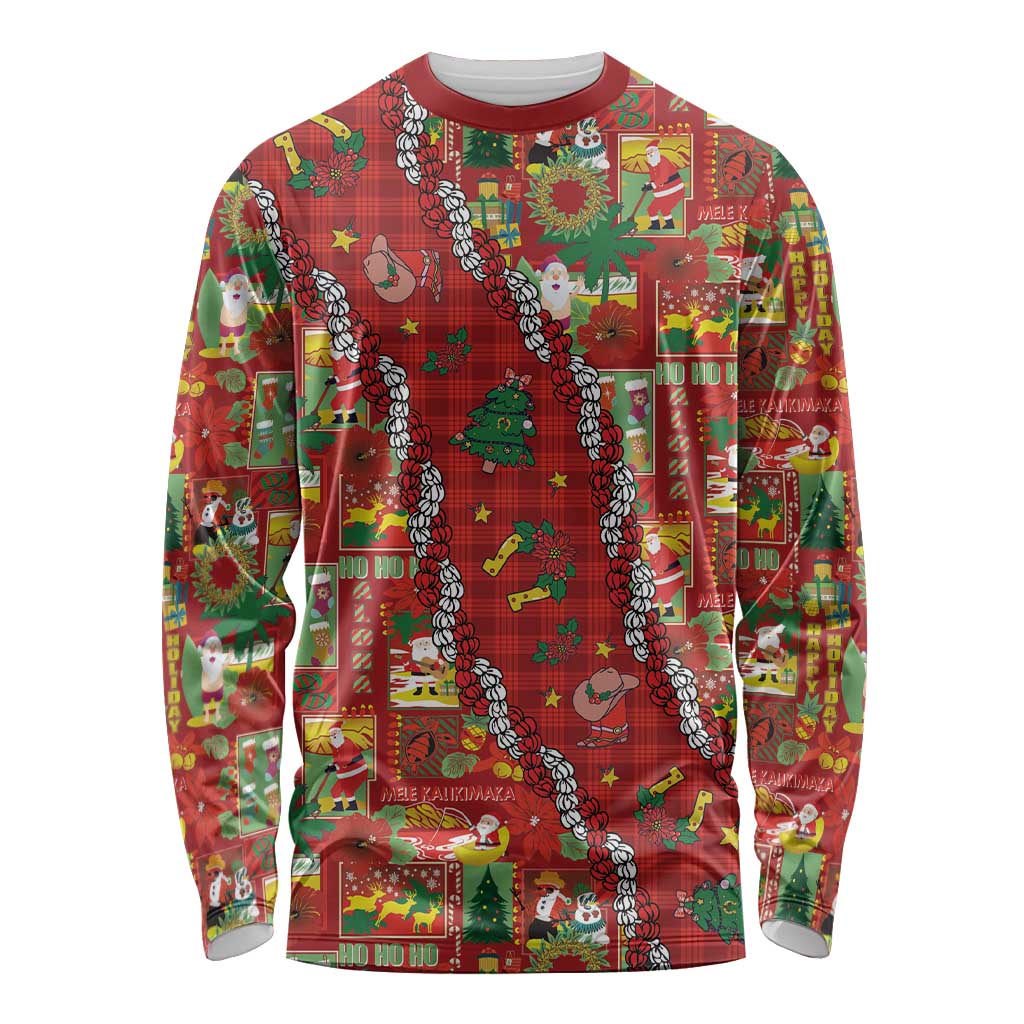 Mele Kalikimaka Pakalana Pikake Lei Long Sleeve Shirt Hawaiian Rodeo Paniolo Omaomao Palaka - Polynesian Pride