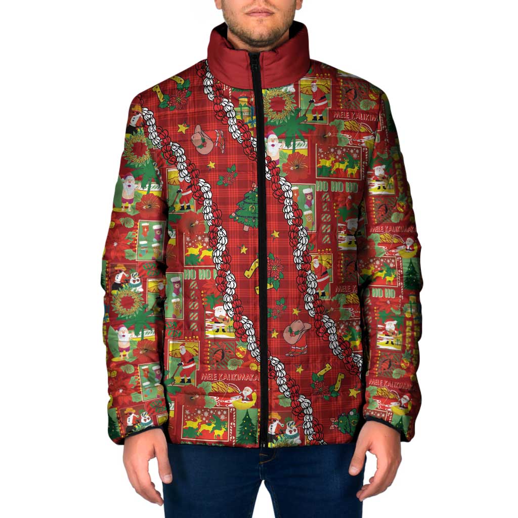Mele Kalikimaka Pakalana Pikake Lei Padded Jacket Hawaiian Rodeo Paniolo Omaomao Palaka - Polynesian Pride