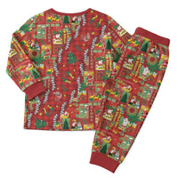 Mele Kalikimaka Pakalana Pikake Lei Christmas Pajama Set Hawaiian Rodeo Paniolo Omaomao Palaka - Polynesian Pride