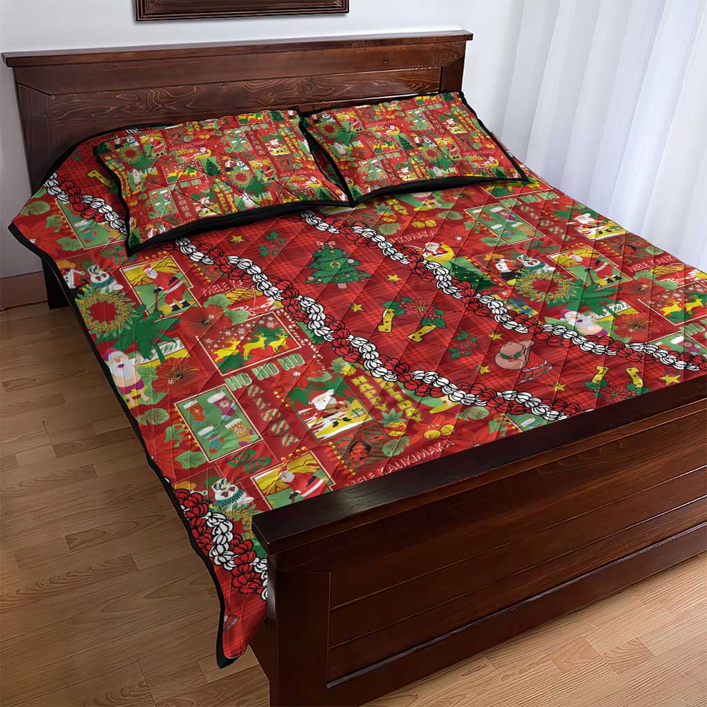 Mele Kalikimaka Pakalana Pikake Lei Quilt Bed Set Hawaiian Rodeo Paniolo Omaomao Palaka - Polynesian Pride