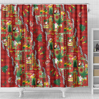 Mele Kalikimaka Pakalana Pikake Lei Shower Curtain Hawaiian Rodeo Paniolo Omaomao Palaka - Polynesian Pride