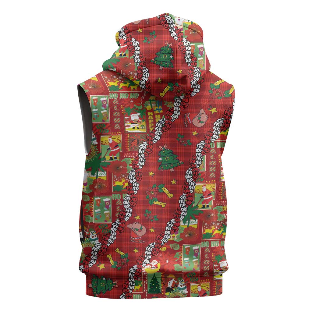 Mele Kalikimaka Pakalana Pikake Lei Sleeveless Zip Hoodie Hawaiian Rodeo Paniolo Omaomao Palaka - Polynesian Pride
