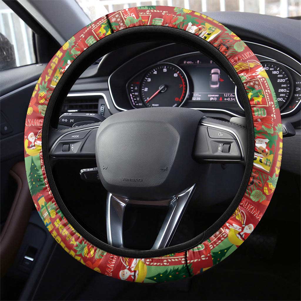 Mele Kalikimaka Pakalana Pikake Lei Steering Wheel Cover Hawaiian Rodeo Paniolo Omaomao Palaka - Polynesian Pride