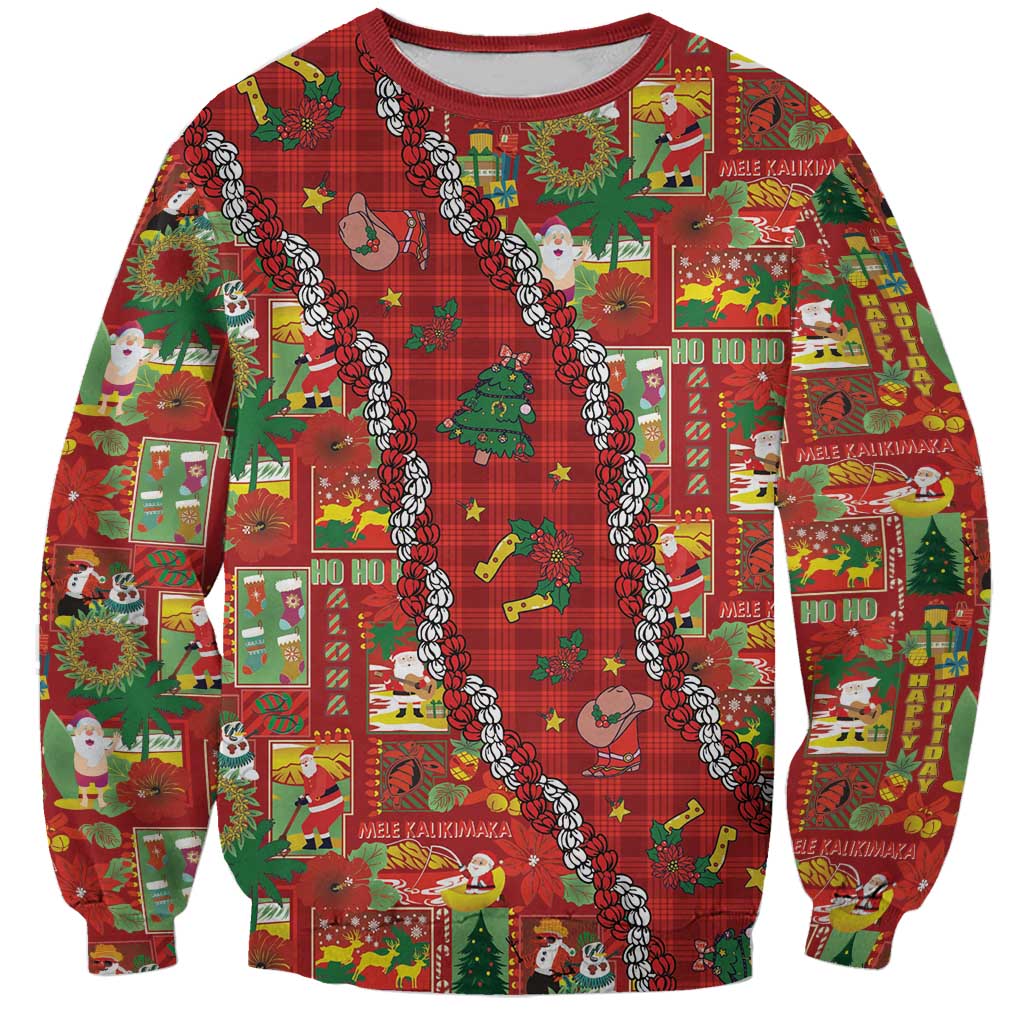Mele Kalikimaka Pakalana Pikake Lei Sweatshirt Hawaiian Rodeo Paniolo Omaomao Palaka - Polynesian Pride