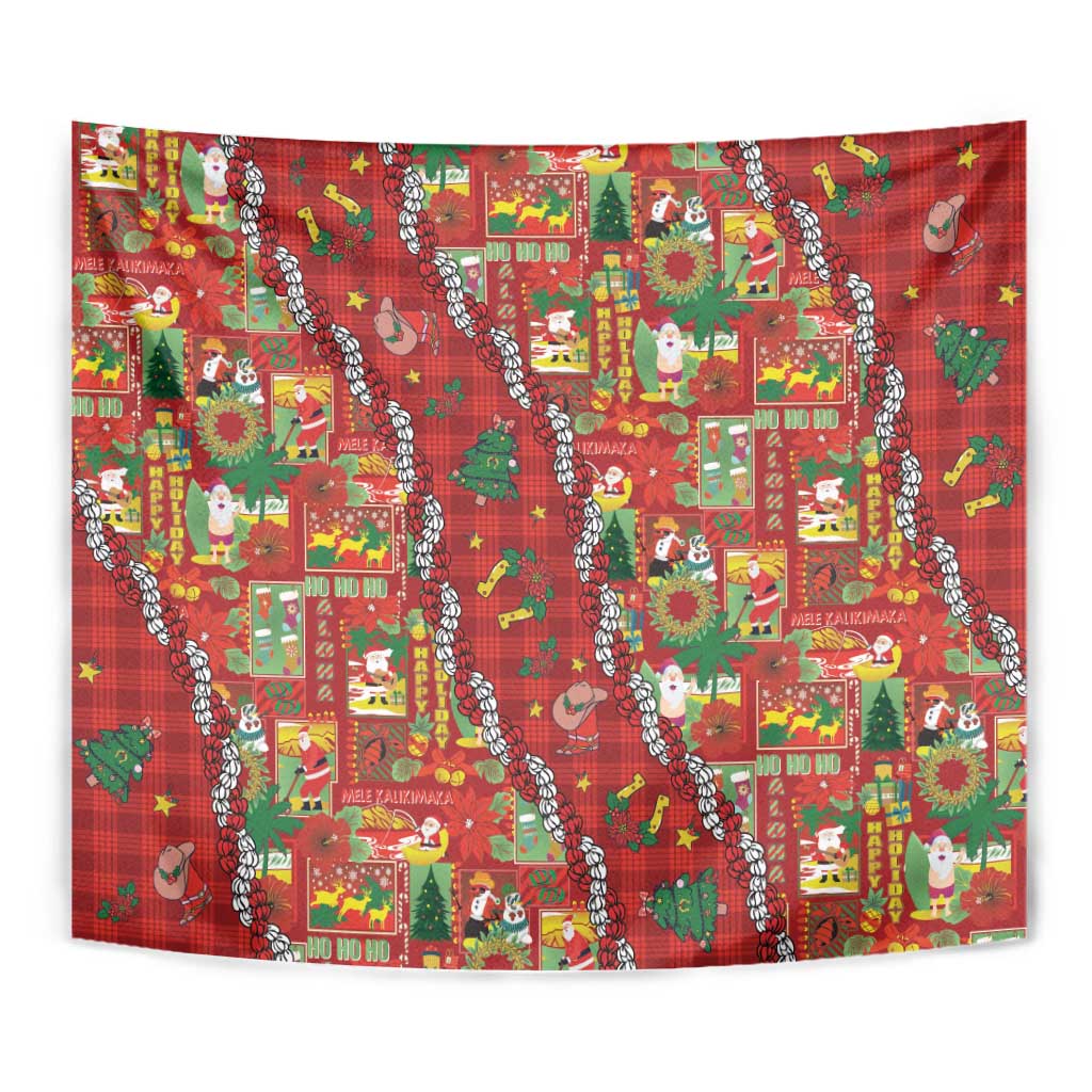 Mele Kalikimaka Pakalana Pikake Lei Tapestry Hawaiian Rodeo Paniolo Omaomao Palaka - Polynesian Pride