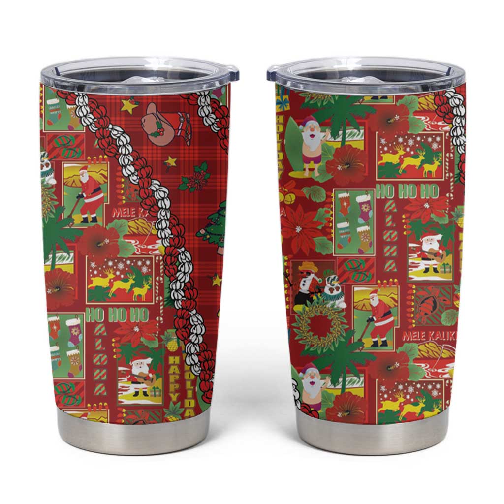 Mele Kalikimaka Pakalana Pikake Lei Tumbler Cup Hawaiian Rodeo Paniolo Omaomao Palaka - Polynesian Pride