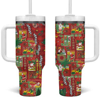 Mele Kalikimaka Pakalana Pikake Lei Tumbler With Handle Hawaiian Rodeo Paniolo Omaomao Palaka - Polynesian Pride