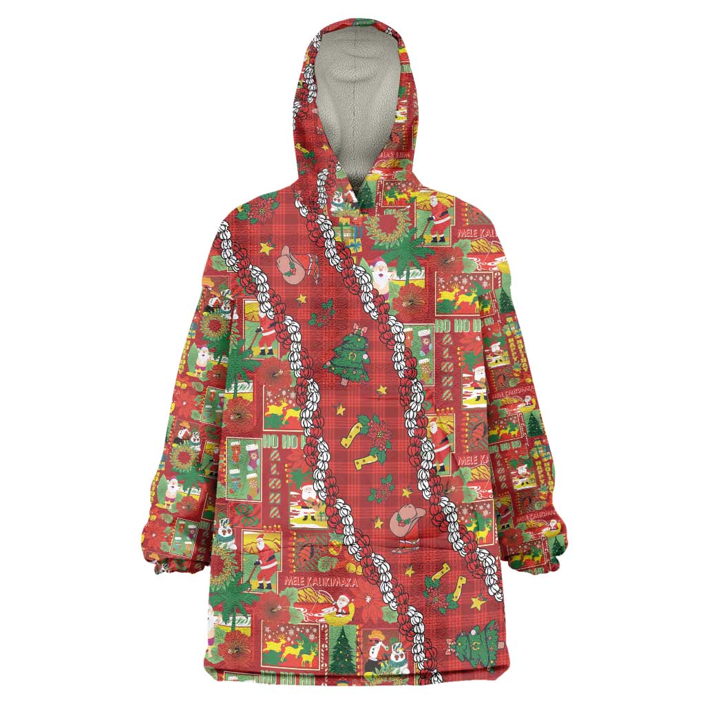 Mele Kalikimaka Pakalana Pikake Lei Wearable Blanket Hoodie Hawaiian Rodeo Paniolo Omaomao Palaka - Polynesian Pride
