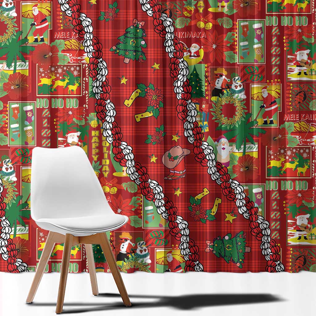 Mele Kalikimaka Pakalana Pikake Lei Window Curtain Hawaiian Rodeo Paniolo Omaomao Palaka - Polynesian Pride