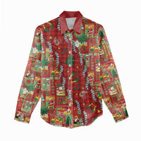 Mele Kalikimaka Pakalana Pikake Lei Women Casual Shirt Hawaiian Rodeo Paniolo Omaomao Palaka - Polynesian Pride