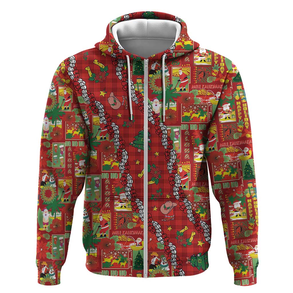 Mele Kalikimaka Pakalana Pikake Lei Zip Hoodie Hawaiian Rodeo Paniolo Omaomao Palaka - Polynesian Pride
