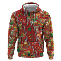 Mele Kalikimaka Pakalana Pikake Lei Zip Hoodie Hawaiian Rodeo Paniolo Omaomao Palaka - Polynesian Pride