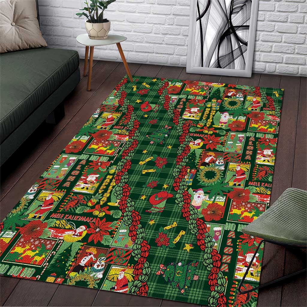 Mele Kalikimaka Pakalana Pikake Lei Area Rug Hawaiian Rodeo Paniolo Ulaula Palaka - Polynesian Pride