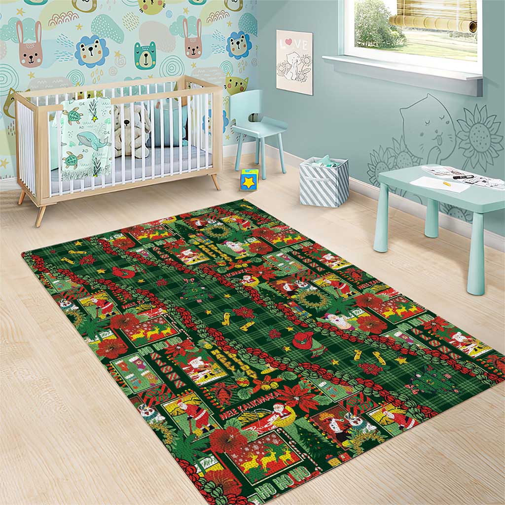 Mele Kalikimaka Pakalana Pikake Lei Area Rug Hawaiian Rodeo Paniolo Ulaula Palaka - Polynesian Pride