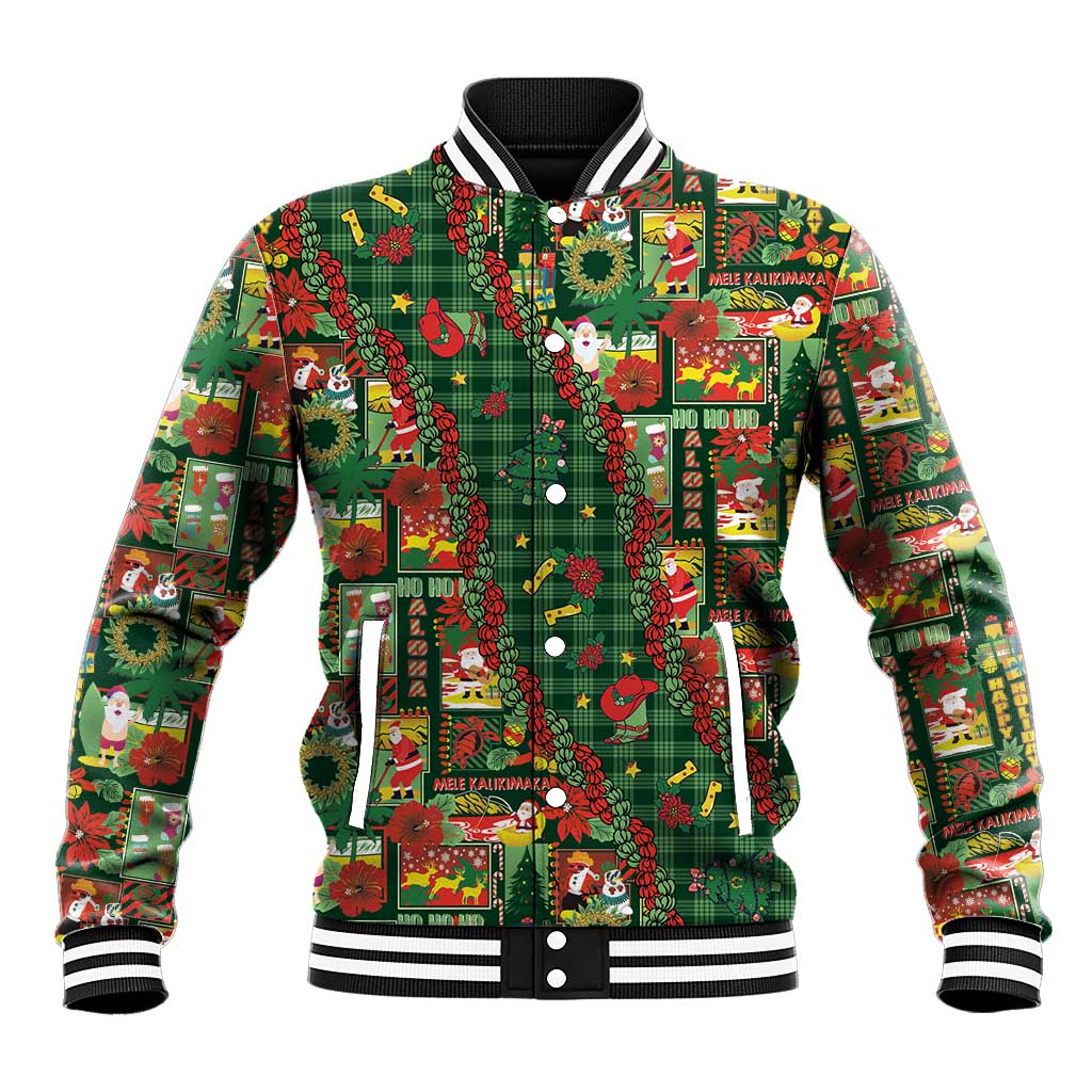 Mele Kalikimaka Pakalana Pikake Lei Baseball Jacket Hawaiian Rodeo Paniolo Ulaula Palaka - Polynesian Pride