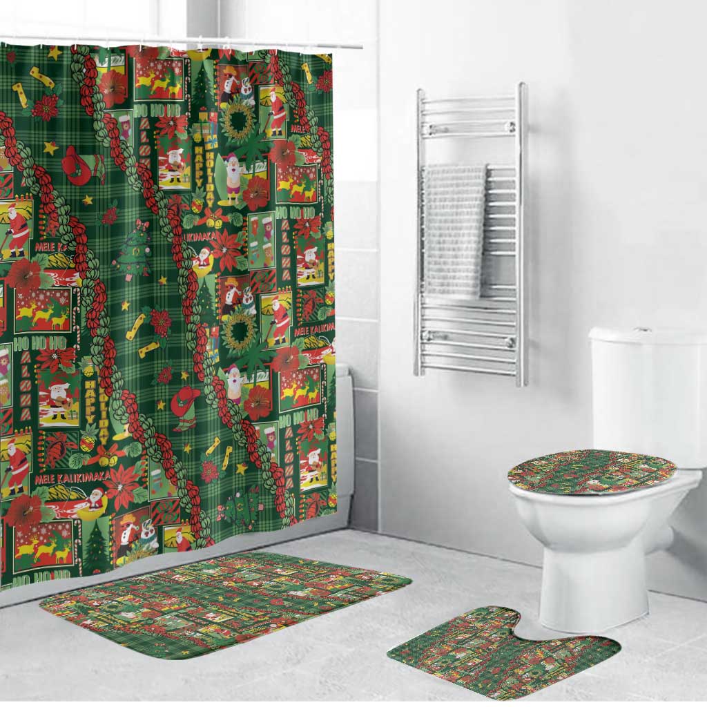 Mele Kalikimaka Pakalana Pikake Lei Bathroom Set Hawaiian Rodeo Paniolo Ulaula Palaka - Polynesian Pride
