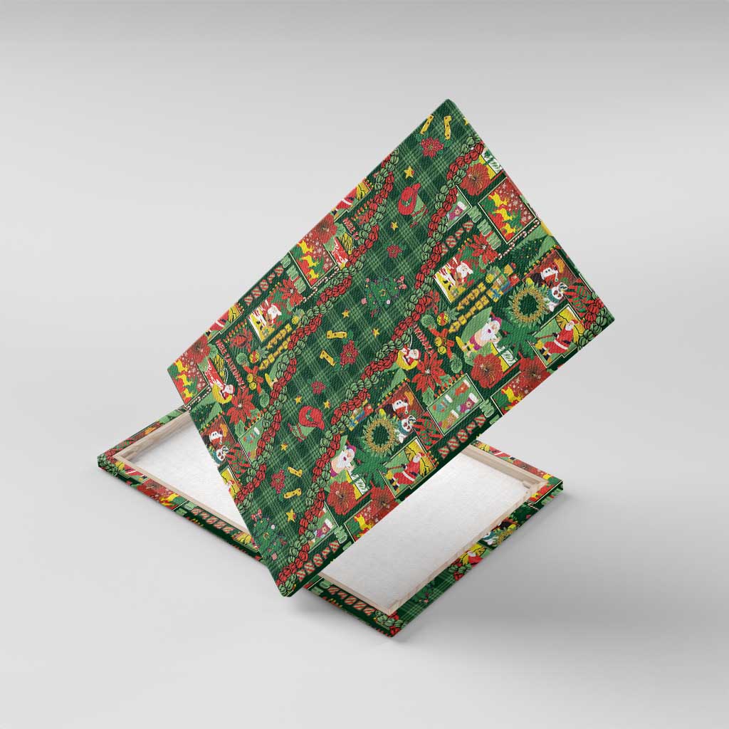 Mele Kalikimaka Pakalana Pikake Lei Canvas Wall Art Hawaiian Rodeo Paniolo Ulaula Palaka - Polynesian Pride