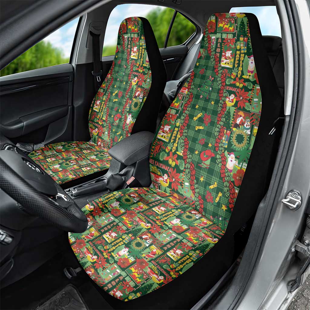 Mele Kalikimaka Pakalana Pikake Lei Car Seat Cover Hawaiian Rodeo Paniolo Ulaula Palaka - Polynesian Pride