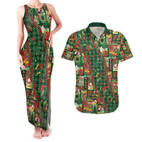 Mele Kalikimaka Pakalana Pikake Lei Couples Matching Tank Maxi Dress and Hawaiian Shirt Hawaiian Rodeo Paniolo Ulaula Palaka - Polynesian Pride