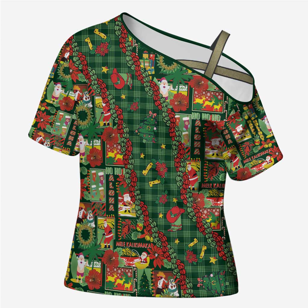 Mele Kalikimaka Pakalana Pikake Lei Cross Shoulder Shirt Hawaiian Rodeo Paniolo Ulaula Palaka - Polynesian Pride