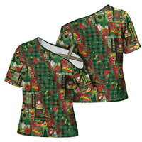 Mele Kalikimaka Pakalana Pikake Lei Cross Shoulder Shirt Hawaiian Rodeo Paniolo Ulaula Palaka - Polynesian Pride