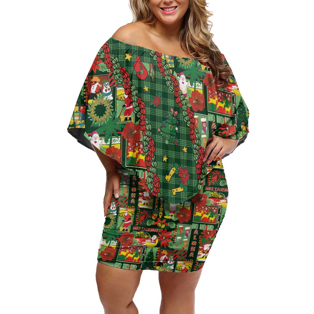 Mele Kalikimaka Pakalana Pikake Lei Family Matching Off Shoulder Short Dress and Hawaiian Shirt Hawaiian Rodeo Paniolo Ulaula Palaka - Polynesian Pride