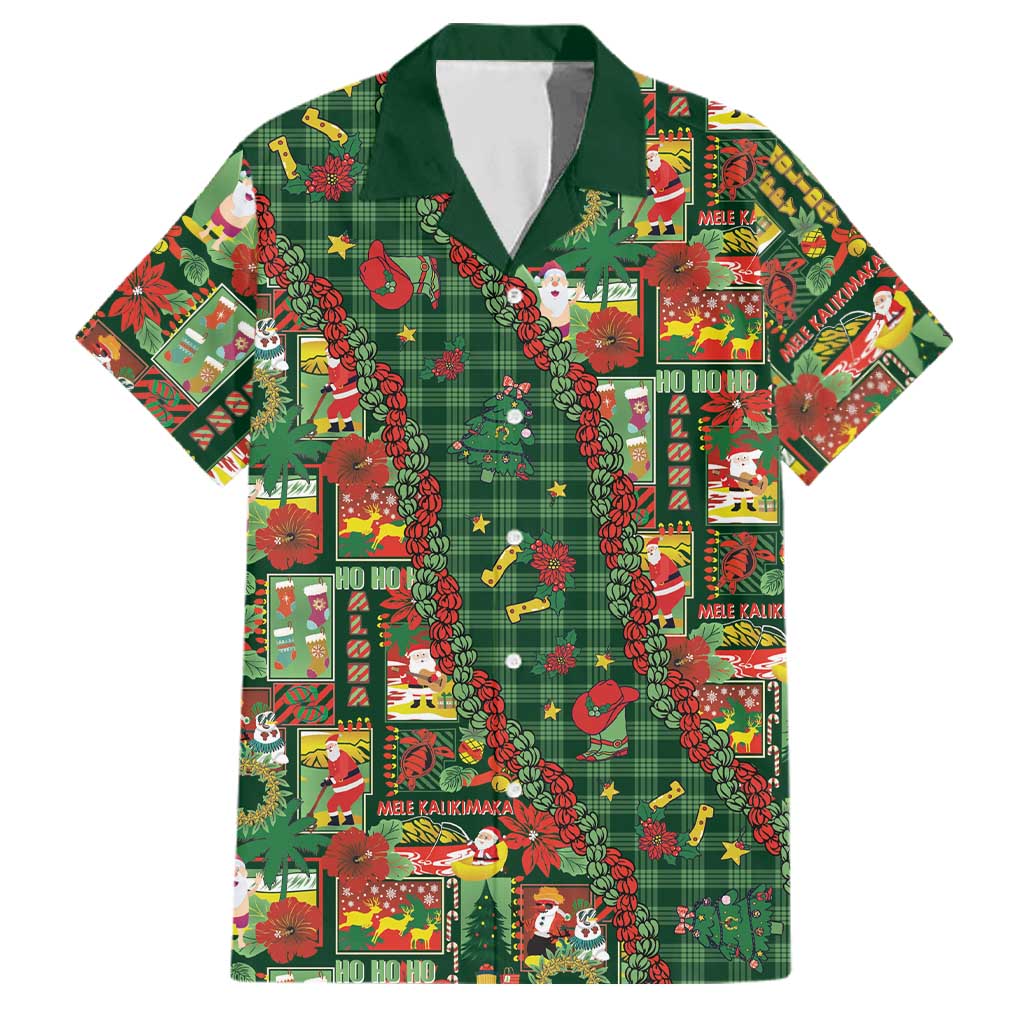 Mele Kalikimaka Pakalana Pikake Lei Family Matching Puletasi and Hawaiian Shirt Hawaiian Rodeo Paniolo Ulaula Palaka LT9 Dad's Shirt - Short Sleeve Red - Polynesian Pride