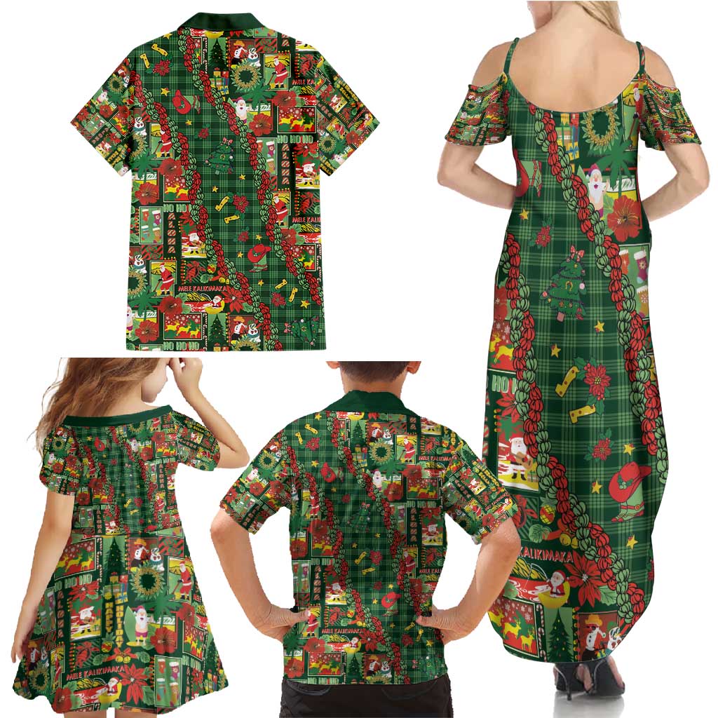 Mele Kalikimaka Pakalana Pikake Lei Family Matching Summer Maxi Dress and Hawaiian Shirt Hawaiian Rodeo Paniolo Ulaula Palaka - Polynesian Pride