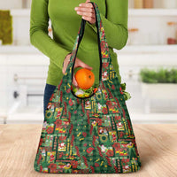 Mele Kalikimaka Pakalana Pikake Lei Grocery Bag Hawaiian Rodeo Paniolo Ulaula Palaka - Polynesian Pride