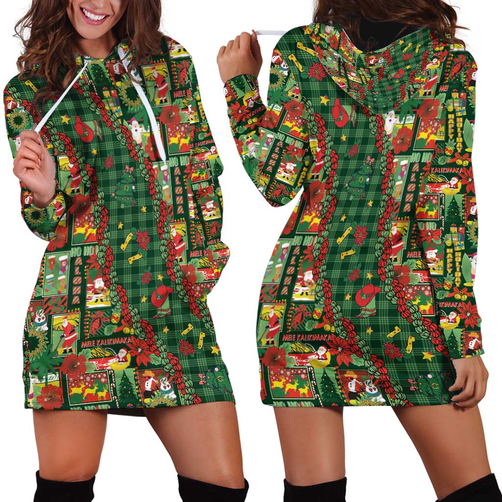 Mele Kalikimaka Pakalana Pikake Lei Hoodie Dress Hawaiian Rodeo Paniolo Ulaula Palaka - Polynesian Pride