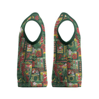 Mele Kalikimaka Pakalana Pikake Lei Christmas Knitted V-Neck Vest Hawaiian Rodeo Paniolo Ulaula Palaka - Polynesian Pride