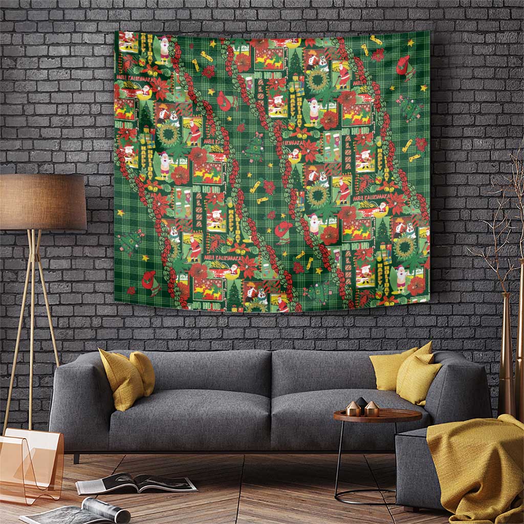 Mele Kalikimaka Pakalana Pikake Lei Tapestry Hawaiian Rodeo Paniolo Ulaula Palaka - Polynesian Pride