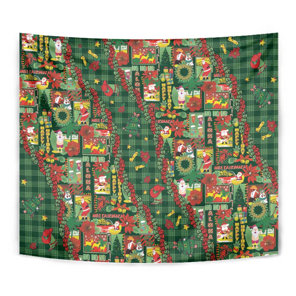 Mele Kalikimaka Pakalana Pikake Lei Tapestry Hawaiian Rodeo Paniolo Ulaula Palaka - Polynesian Pride