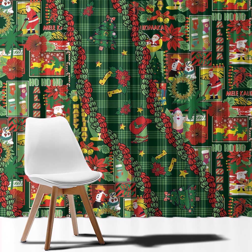 Mele Kalikimaka Pakalana Pikake Lei Window Curtain Hawaiian Rodeo Paniolo Ulaula Palaka - Polynesian Pride