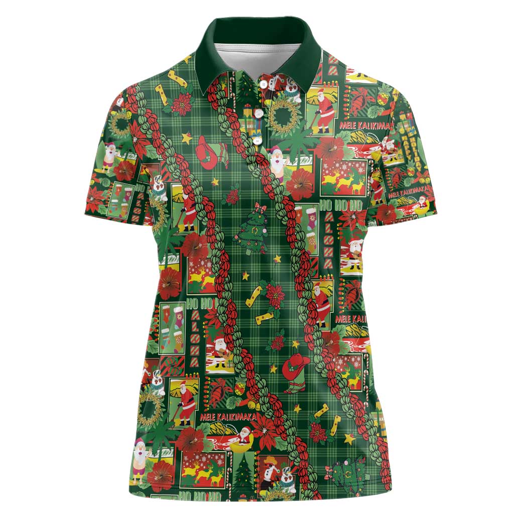 Mele Kalikimaka Pakalana Pikake Lei Women Polo Shirt Hawaiian Rodeo Paniolo Ulaula Palaka - Polynesian Pride