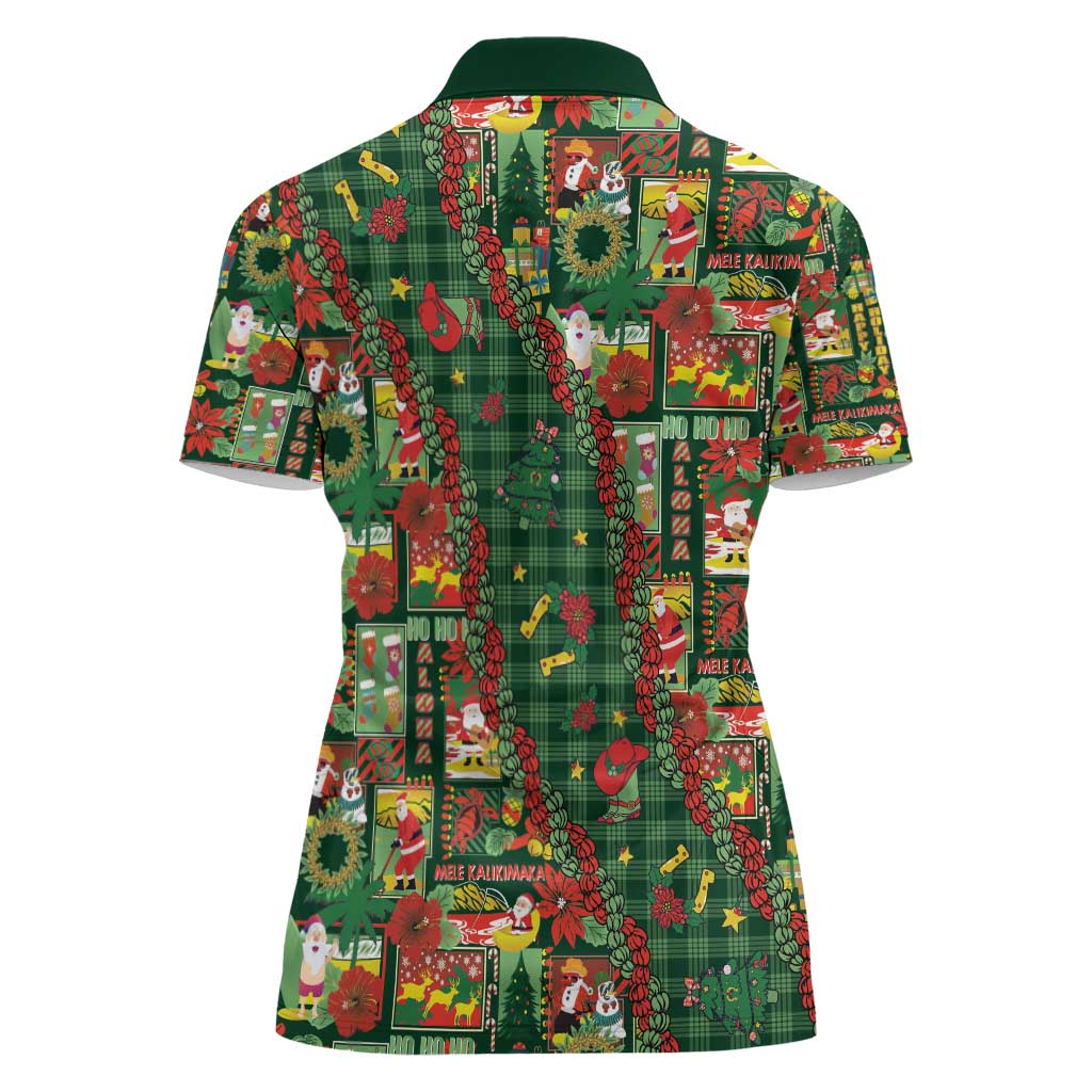 Mele Kalikimaka Pakalana Pikake Lei Women Polo Shirt Hawaiian Rodeo Paniolo Ulaula Palaka - Polynesian Pride