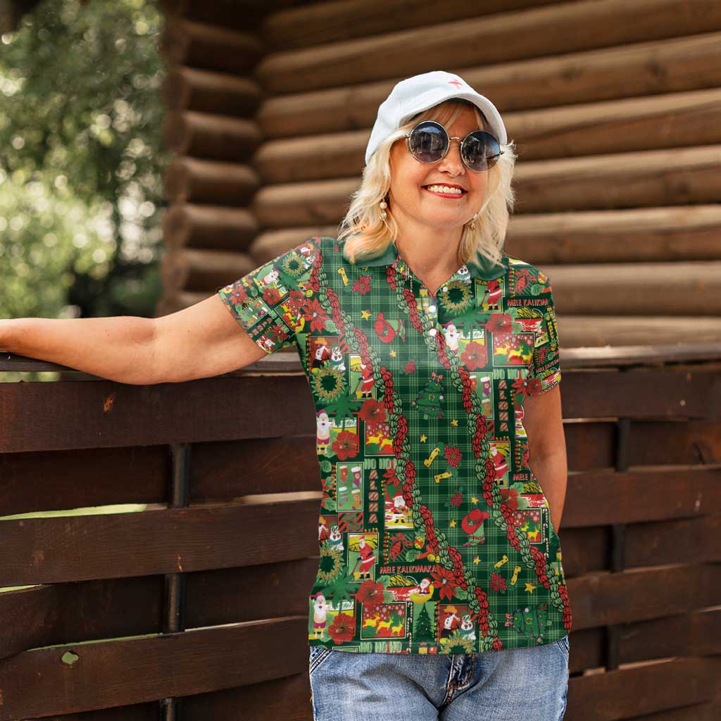 Mele Kalikimaka Pakalana Pikake Lei Women Polo Shirt Hawaiian Rodeo Paniolo Ulaula Palaka - Polynesian Pride