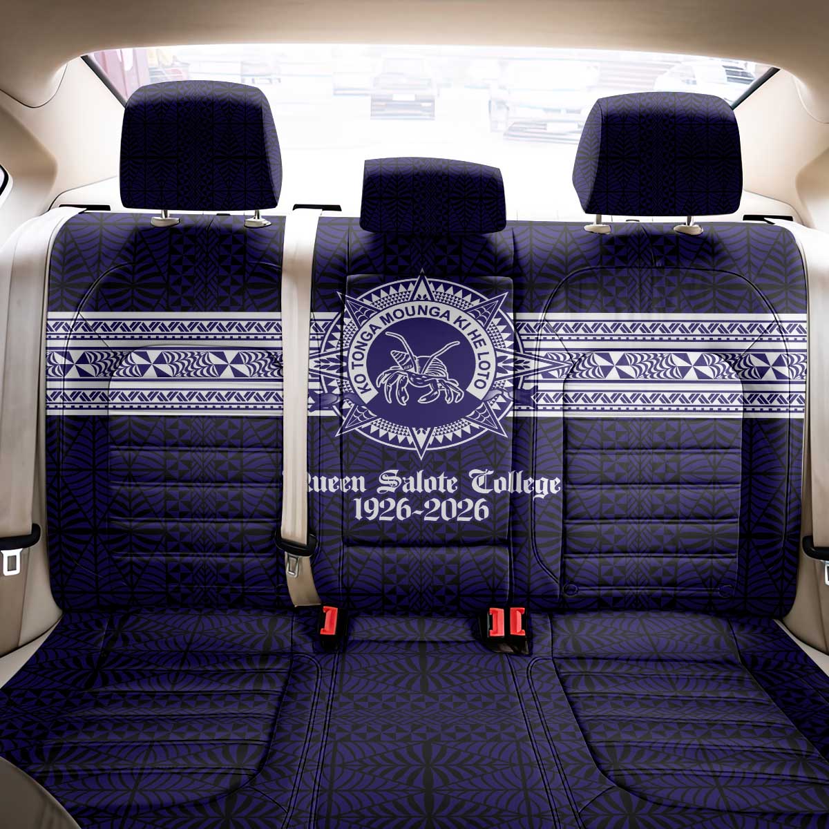 Tonga Queen Salote College 100 years Back Car Seat Cover QSC 1926-2026 Tongan Pattern